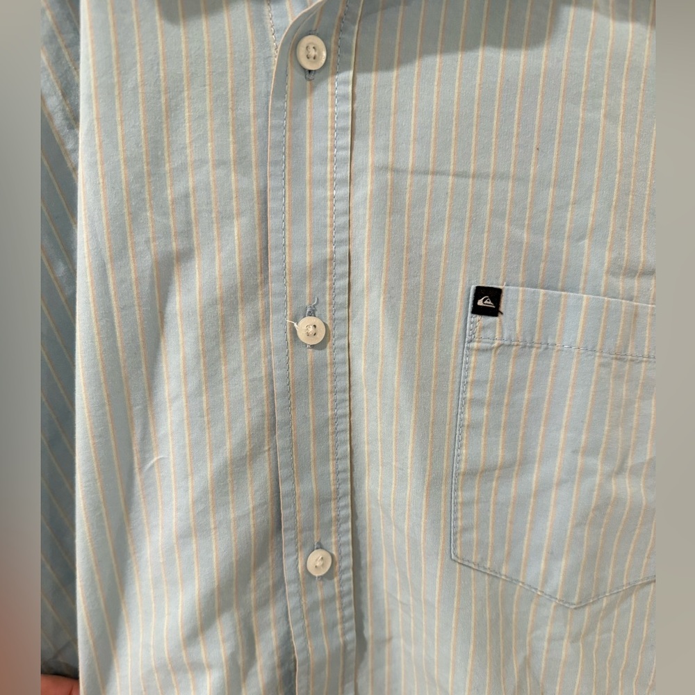 Quicksilver Casual Button Down Striped Collared S… - image 4